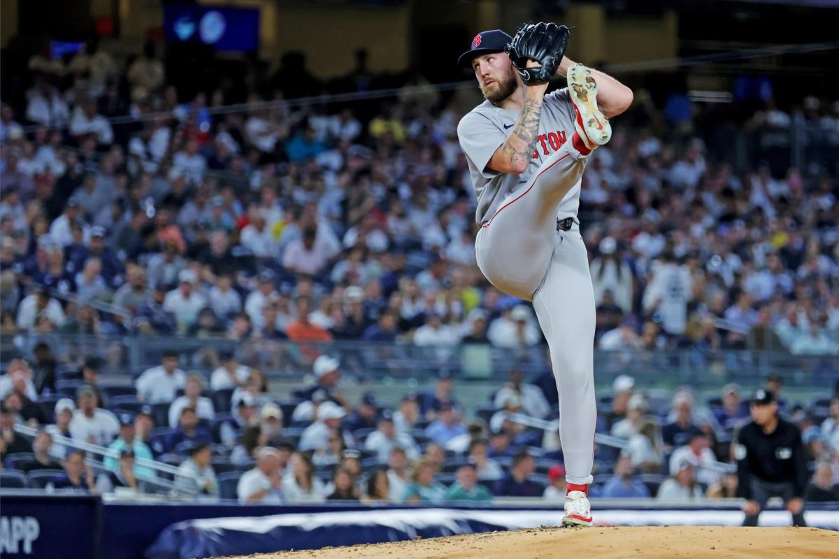 Sep 30, 2025; Bronx, New York, USA; Boston Red Sox pitcher Garrett Crochet (35) throws a pitch during the fourth inning against the New York Yankees during game one of the Wildcard round for the 2025 MLB playoffs at Yankee Stadium. Mandatory Credit: Brad Penner-Imagn Images
