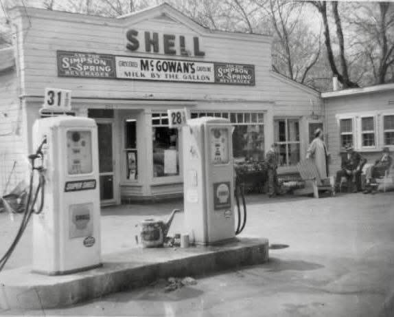 McGowan's General  Store (corner of Village Street and Charles River Road), circa 1960